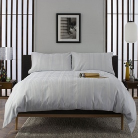 Linear Leaves Duvet Set White