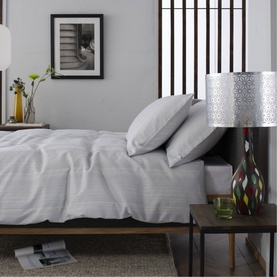 Linear Leaves Duvet Set White