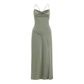 Opal Bias Cowl Satin Midi Dress
