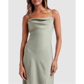 Opal Bias Cowl Satin Midi Dress