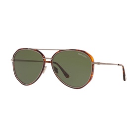 Tom Ford Pilot Sunglasses 0TR001096 in tortoiseshell and gold-tone metal with green lenses, aviator frame style
