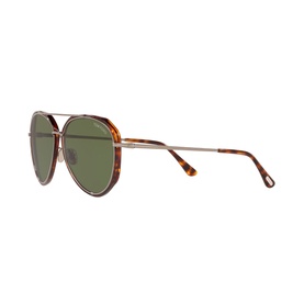 Tom Ford Pilot Sunglasses 0TR001096 in tortoiseshell and gunmetal with green lenses, side profile view