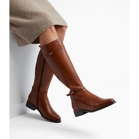 Tap Double Buckle Knee High Riding Boots