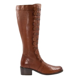 Pixie D Button Detail Leather Knee High Boots
