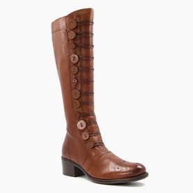 Pixie D Button Detail Leather Knee High Boots