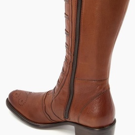 Pixie D Button Detail Leather Knee High Boots