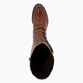Pixie D Button Detail Leather Knee High Boots