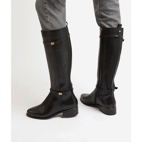 Tap Double Buckle Knee High Riding Boots