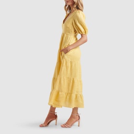 Monaco Tiered Linen Midi Dress