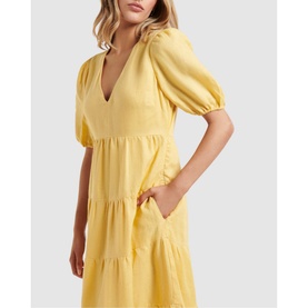 Monaco Tiered Linen Midi Dress