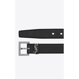 Monogram Square Buckle Leather Belt
