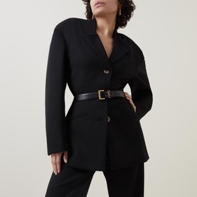 Monogram Square Buckle Leather Belt