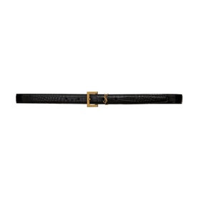 Monogram Croc-Embossed Narrow Leather Belt