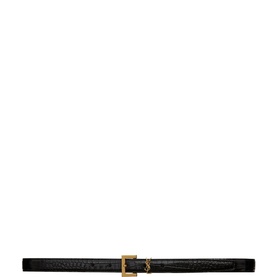 Monogram Croc-Embossed Narrow Leather Belt
