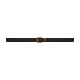 Narrow Monogram Square Buckle Leather Belt