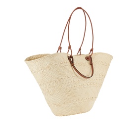 Anagram Logo Palm Iraca Large Basket Bag
