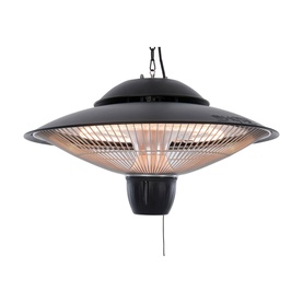 Sunred Barcelona Hanging Heater in black, ceiling-mount outdoor patio heater with radiant heating element and pull cord