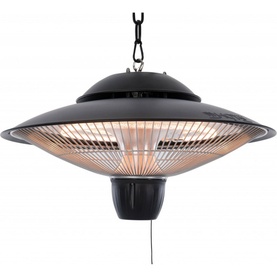 Sunred Barcelona Hanging Heater in black, ceiling-mount design with glowing infrared element and pull-cord switch