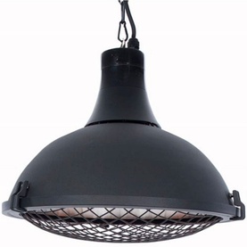 Sunred Indus II Hanging 2100 Heater in dark grey with industrial dome design, metal mesh guard, and chain suspension