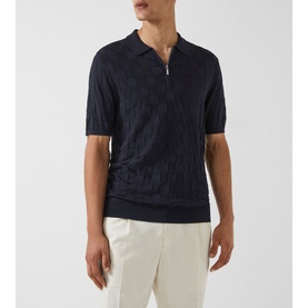 Bali Basket Weave Zip Polo Shirt