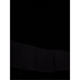 Phase Eight Gianna Velvet Mini Dress in black, close-up detail of pleated fringe trim hem against dark background