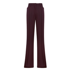 Reiss Flora Flared Trousers in pink, mid-rise with flared leg, pinched front seams and belt loops, flat lay view