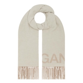 Logo Fringe Wool Scarf
