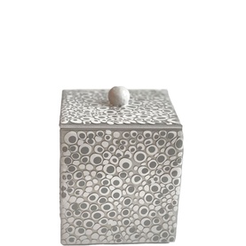 Cotton Wool Holder with Lid Silver