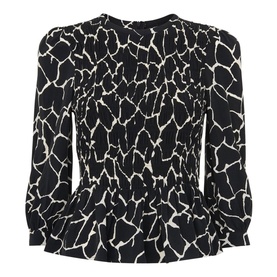 Giraffe Print Shirred Top