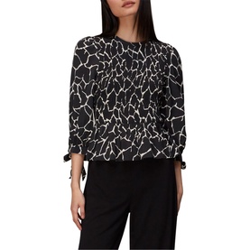 Giraffe Print Shirred Top