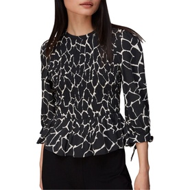 Giraffe Print Shirred Top