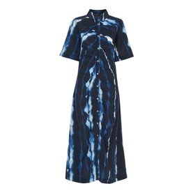 Shibori Print Silk Midi Dress