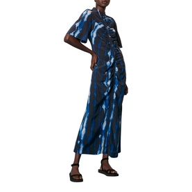 Shibori Print Silk Midi Dress