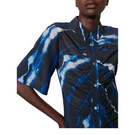 Shibori Print Silk Midi Dress