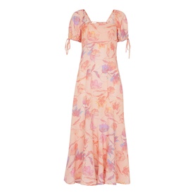 Seam Detail Floral Print Midi Dress