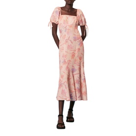 Seam Detail Floral Print Midi Dress