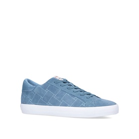 Kurt Geiger London Lexi Stitch Trainers in blue suede, low top with contrast stitch pattern, lace fastening, and white sole