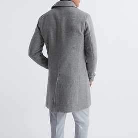 Bark Epsom Wool Blend Check Overcoat