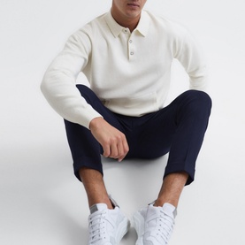 East Long Sleeve Press Stud Polo Shirt