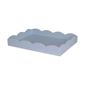 Addison Ross 11x8 Scalloped Tray in denim blue lacquered wood with decorative scalloped edge border