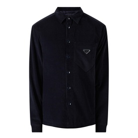 Casual Corduroy Pocket Logo Shirt