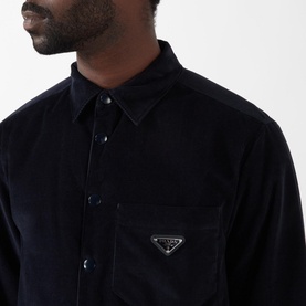 Casual Corduroy Pocket Logo Shirt