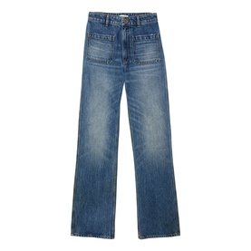 Patch Pocket Straight Leg Jeans