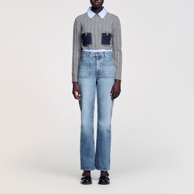 Patch Pocket Straight Leg Jeans