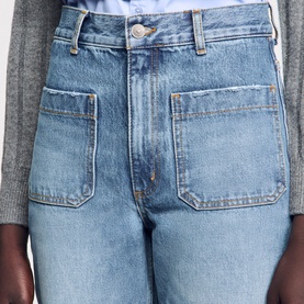 Patch Pocket Straight Leg Jeans