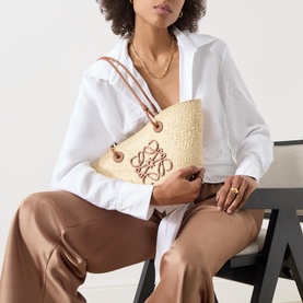 Palm Iraca Anagram Logo Small Basket Bag