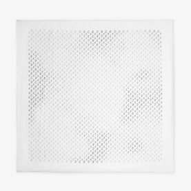 Jimmy Choo Reta Monogram Print Silk Foulard in white, square shape with allover JC monogram print and block colour border