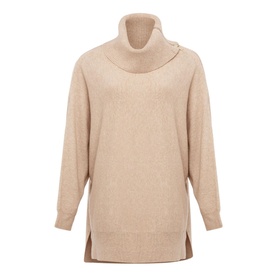 Phase Eight Nola Zip Neck Chunky Relaxed Sweater in cream with high neck, long sleeves, zip detail and ribbed trims