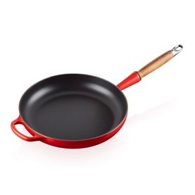 Signature Cast Iron Round Frying Pan With Wooden Handle 28cm