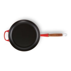 Signature Cast Iron Round Frying Pan With Wooden Handle 28cm